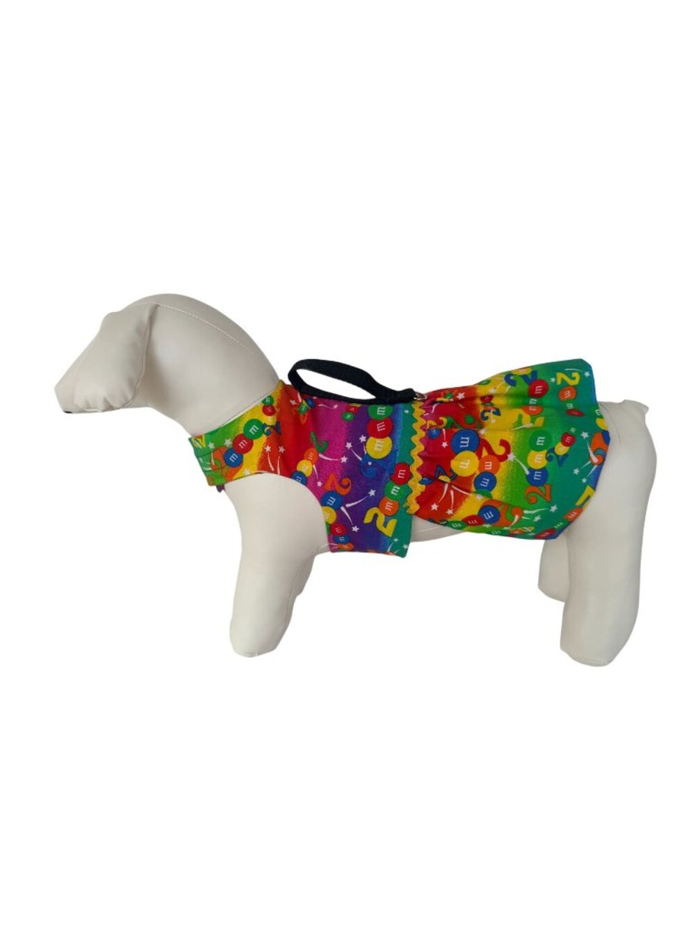 Handmade Small Breed Dog Adjustable Dress w Harness Outfit M&Ms Colorful Candy
